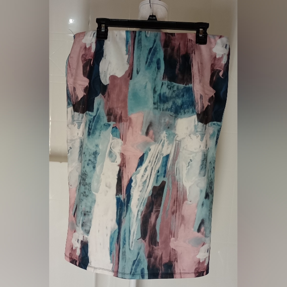 Mossimo Supply Co. Marble Pink Blue Pencil Skirt XXL